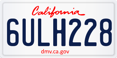 CA license plate 6ULH228
