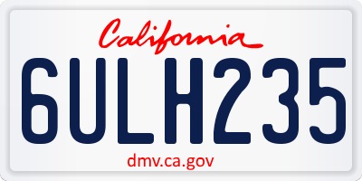 CA license plate 6ULH235
