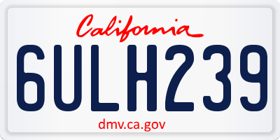 CA license plate 6ULH239