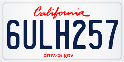 CA license plate 6ULH257