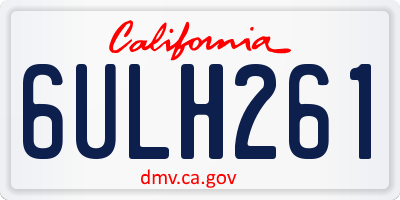 CA license plate 6ULH261