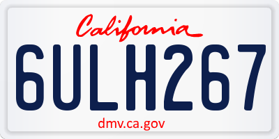 CA license plate 6ULH267