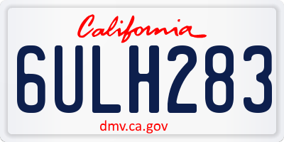 CA license plate 6ULH283
