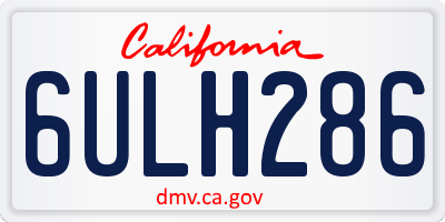 CA license plate 6ULH286