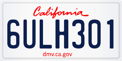 CA license plate 6ULH301