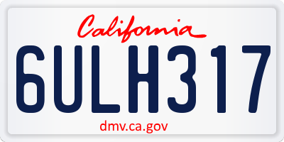 CA license plate 6ULH317