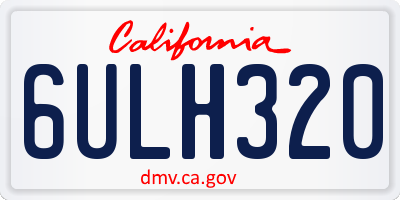 CA license plate 6ULH320