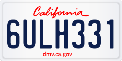 CA license plate 6ULH331