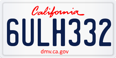 CA license plate 6ULH332