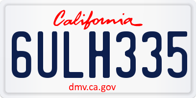 CA license plate 6ULH335