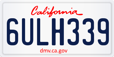 CA license plate 6ULH339