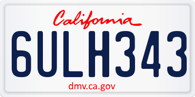 CA license plate 6ULH343