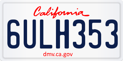 CA license plate 6ULH353