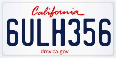 CA license plate 6ULH356