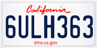 CA license plate 6ULH363