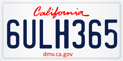 CA license plate 6ULH365