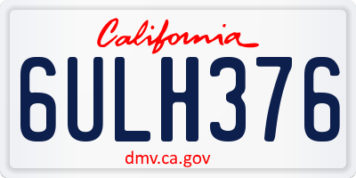 CA license plate 6ULH376