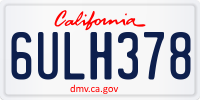CA license plate 6ULH378