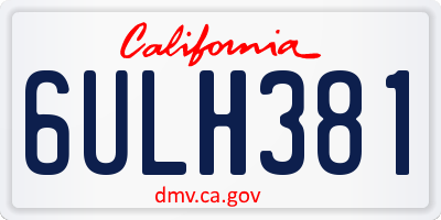 CA license plate 6ULH381