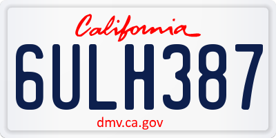 CA license plate 6ULH387
