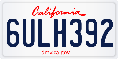CA license plate 6ULH392