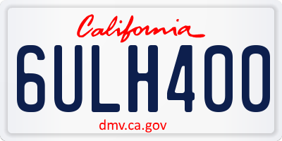 CA license plate 6ULH400