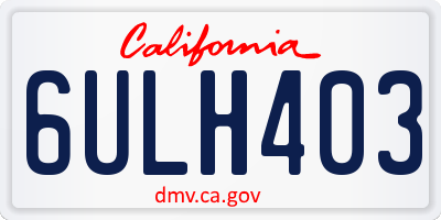 CA license plate 6ULH403