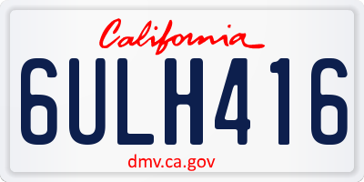 CA license plate 6ULH416