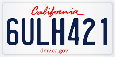 CA license plate 6ULH421