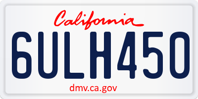 CA license plate 6ULH450
