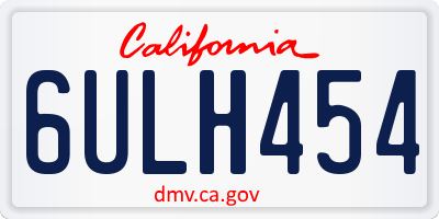 CA license plate 6ULH454