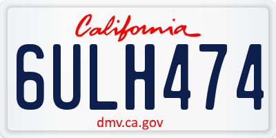 CA license plate 6ULH474