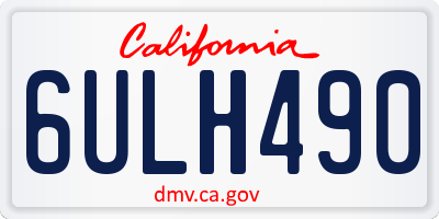 CA license plate 6ULH490