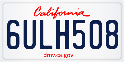 CA license plate 6ULH508