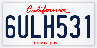 CA license plate 6ULH531
