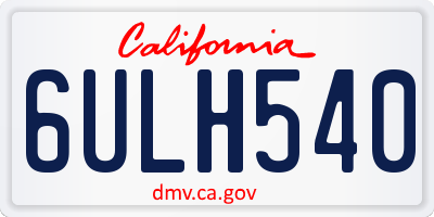 CA license plate 6ULH540