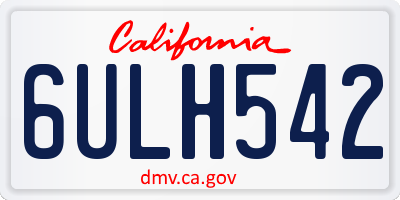 CA license plate 6ULH542
