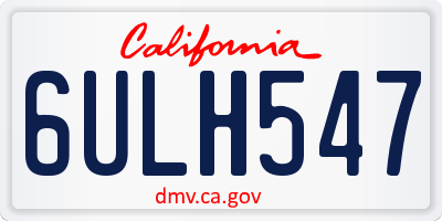 CA license plate 6ULH547