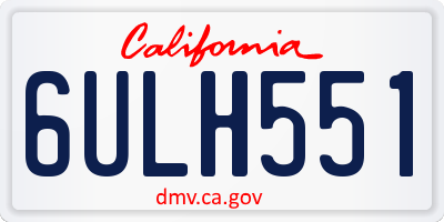 CA license plate 6ULH551