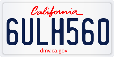 CA license plate 6ULH560