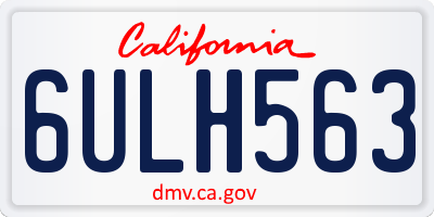 CA license plate 6ULH563
