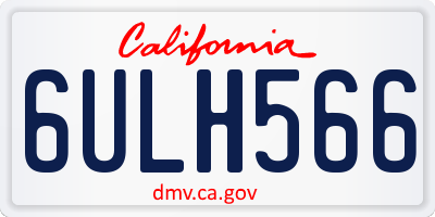 CA license plate 6ULH566