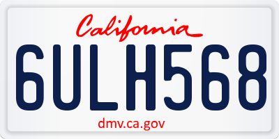 CA license plate 6ULH568