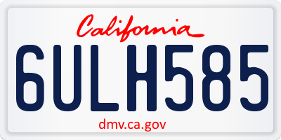 CA license plate 6ULH585
