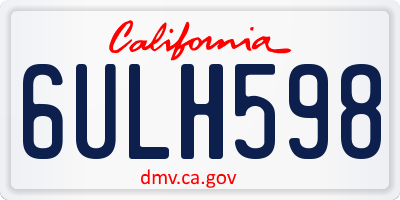 CA license plate 6ULH598