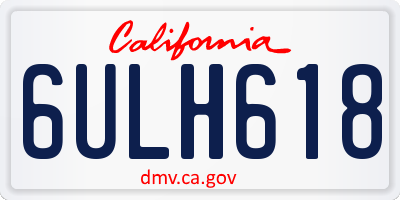 CA license plate 6ULH618