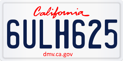 CA license plate 6ULH625