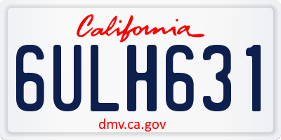 CA license plate 6ULH631