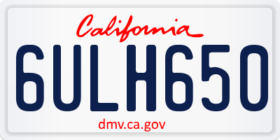 CA license plate 6ULH650