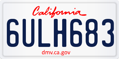 CA license plate 6ULH683